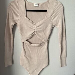 Abercrombie & Fitch Cream Ribbed Bodysuit